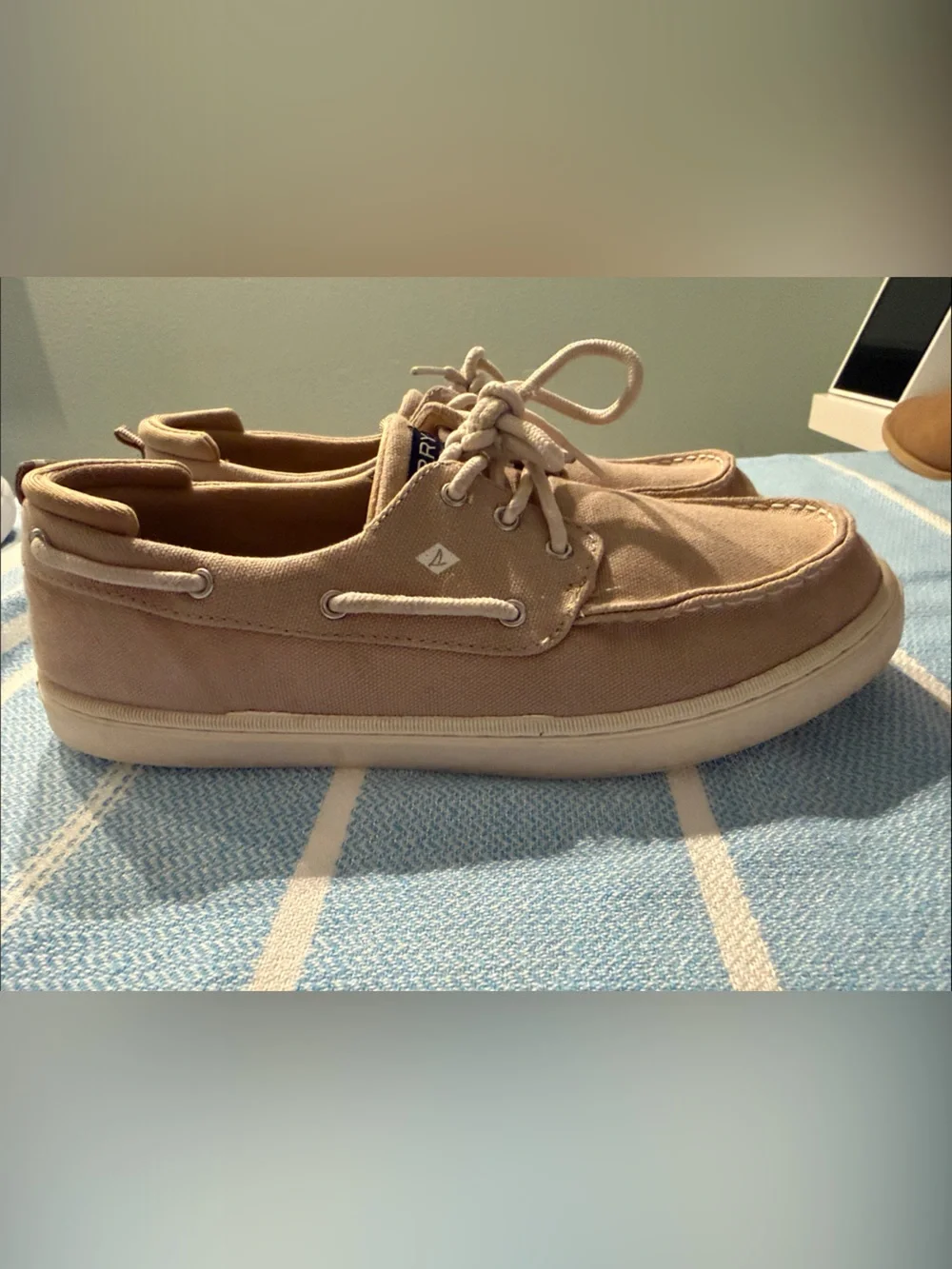 Sperry Beige Canvas Boat Shoes